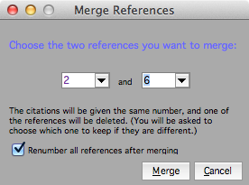 Merge Numeric References dialog