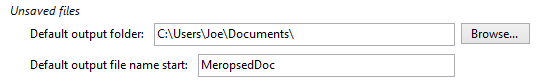 Default output folder settings