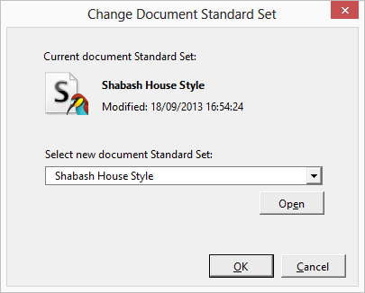 Document Standard Set dialog